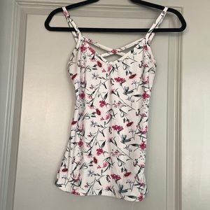 Floral tank with cross cross detail